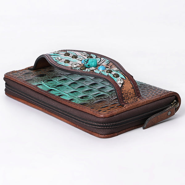 ADBG1195 American Darling Western Organizer Bag Crocodile Embossed Hand Tooled Leather