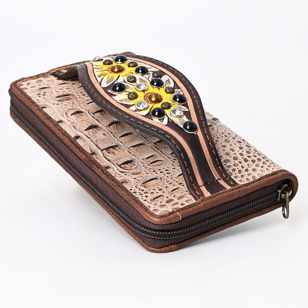 ADBG1195 American Darling Western Organizer Bag Crocodile Embossed Hand Tooled Leather