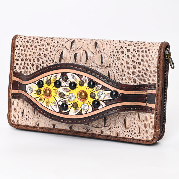 ADBG1195 American Darling Western Organizer Bag Crocodile Embossed Hand Tooled Leather