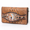 ADBG1195 American Darling Western Organizer Bag Crocodile Embossed Hand Tooled Leather