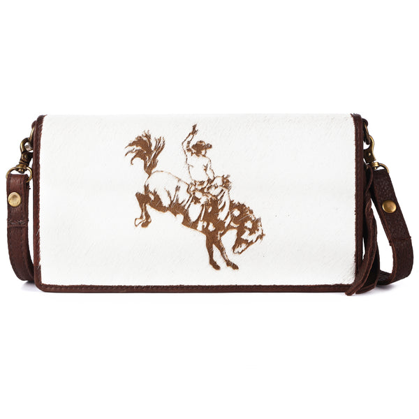 ADBGM169 Hair-On Leather Western Crossbody Purse with Western Scene