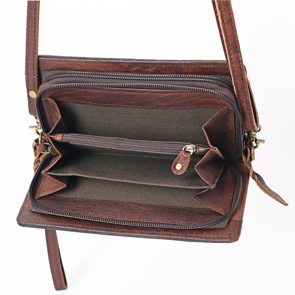 ADBGM169 Hair-On Leather Western Crossbody Purse with Western Scene
