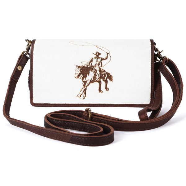 ADBGM169 Hair-On Leather Western Crossbody Purse with Western Scene