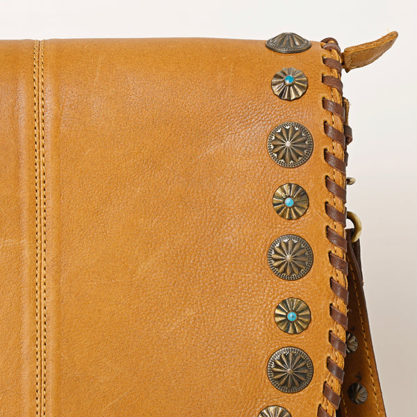 ADBGA413 American Darling Genuine Leather Rivetted Fringe Western Messenger Bag