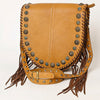 ADBGA413 American Darling Genuine Leather Rivetted Fringe Western Messenger Bag