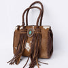 ADBGD131 American Darling Handcrafted Hair-On Cowhide Speedy Bag with Turquoise Stone & Fringes