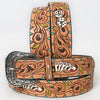 LC-ADBLF149 Tooled Leather Western Belt - Poker & Dice Motif with Turquoise Accents