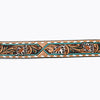 LC-ADBLF161 Tooled Leather Belt - White Daisy Floral with Teal Diamond Accents