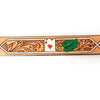 LC-ADBLF162 Tooled Leather Western Belt - Ace of Hearts & Green Leaf Design