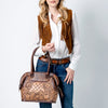 ADBG1198 American Darling Western Hand Tooled Leather Tote Bag Genuine Leather