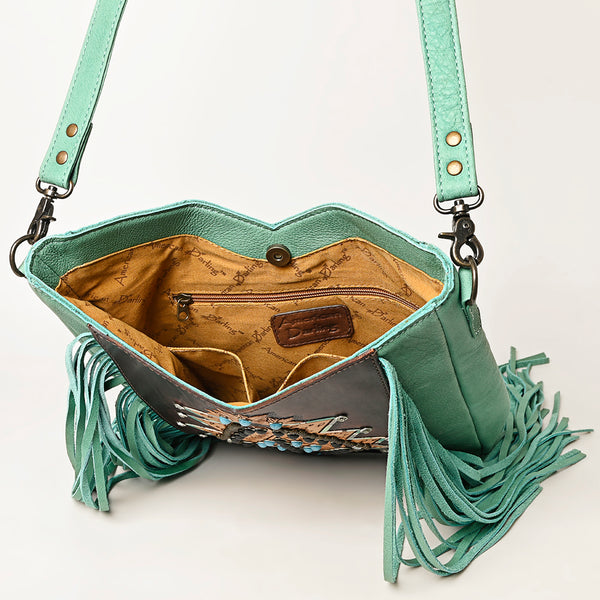 ADBG1199 American Darling Western Hand Tooled Leather Fringe Crossbody Bag