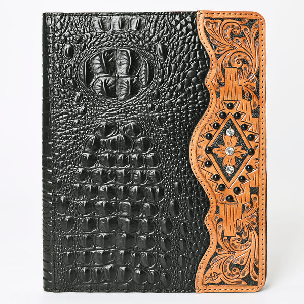 ADBG1040 American Darling Crocodile Embossed Hand Tooled Leather Western Portfolio Bag