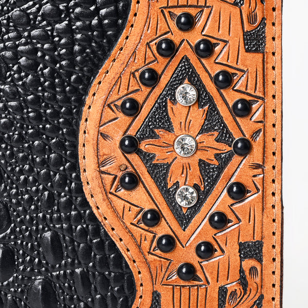 ADBG1040 American Darling Crocodile Embossed Hand Tooled Leather Western Portfolio Bag