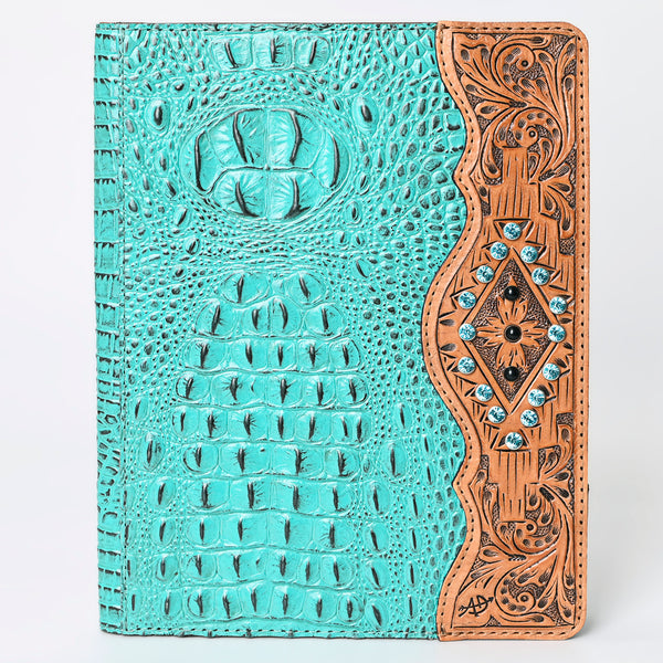 ADBG1040 American Darling Crocodile Embossed Hand Tooled Leather Western Portfolio Bag