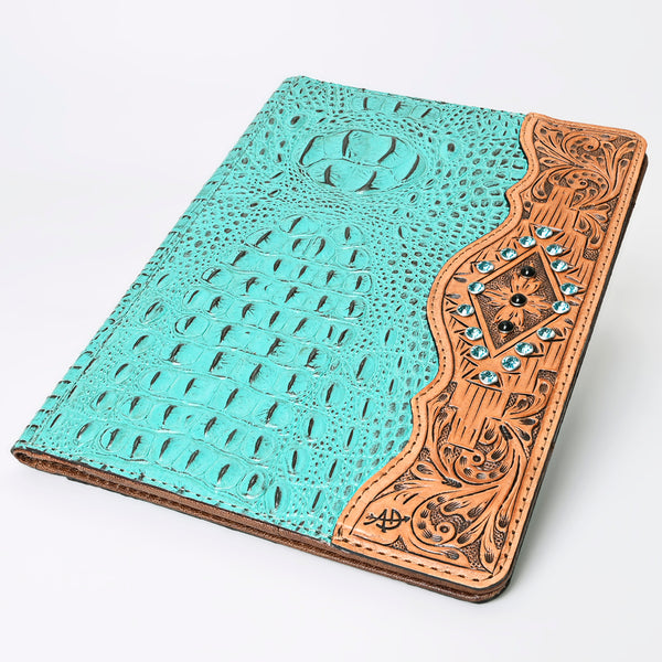 ADBG1040 American Darling Crocodile Embossed Hand Tooled Leather Western Portfolio Bag