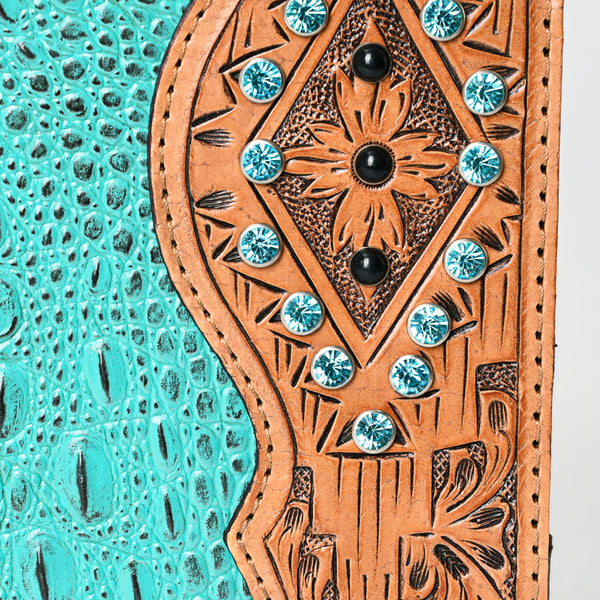 ADBG1040 American Darling Crocodile Embossed Hand Tooled Leather Western Portfolio Bag