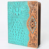 ADBG1040 American Darling Crocodile Embossed Hand Tooled Leather Western Portfolio Bag