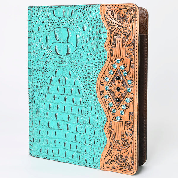 ADBG1040 American Darling Crocodile Embossed Hand Tooled Leather Western Portfolio Bag