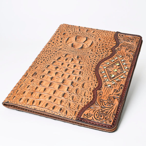 ADBG1040 American Darling Crocodile Embossed Hand Tooled Leather Western Portfolio Bag