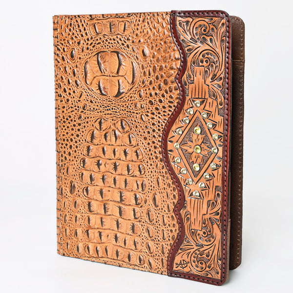 ADBG1040 American Darling Crocodile Embossed Hand Tooled Leather Western Portfolio Bag