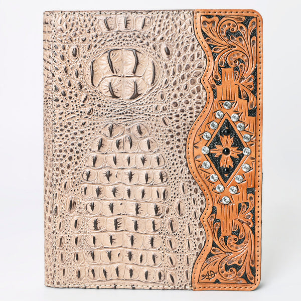 ADBG1040 American Darling Crocodile Embossed Hand Tooled Leather Western Portfolio Bag