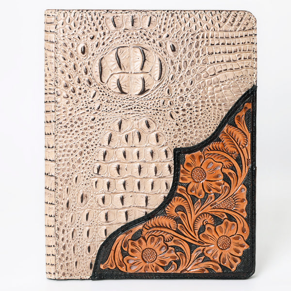 ADBG1040 American Darling Crocodile Embossed Hand Tooled Leather Western Portfolio Bag