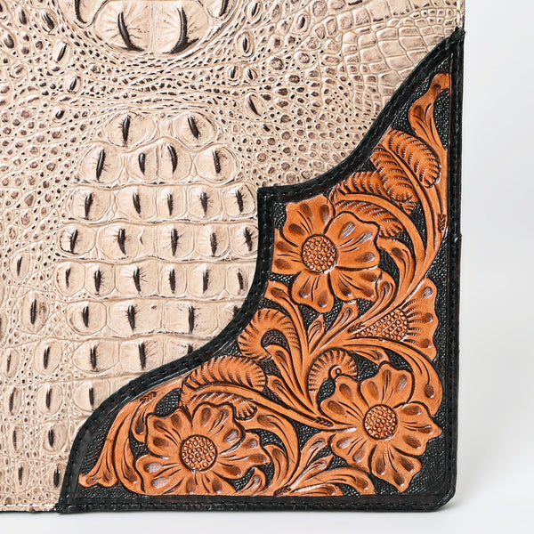 ADBG1040 American Darling Crocodile Embossed Hand Tooled Leather Western Portfolio Bag