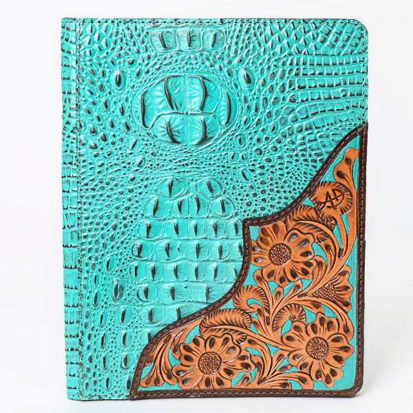 ADBG1040 American Darling Crocodile Embossed Hand Tooled Leather Western Portfolio Bag
