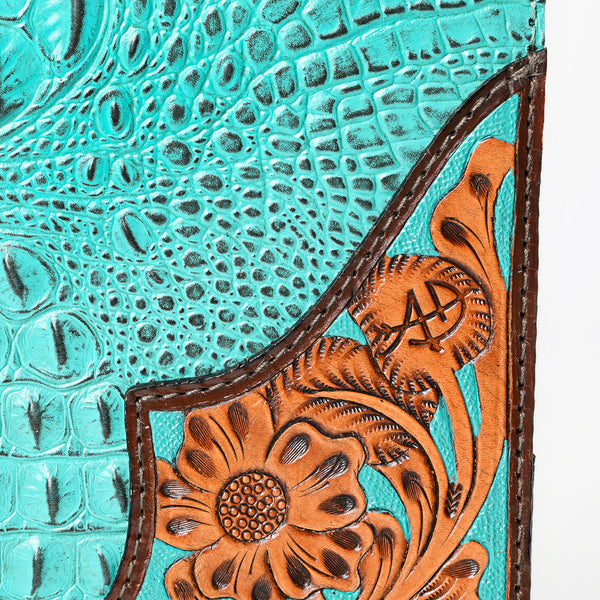 ADBG1040 American Darling Crocodile Embossed Hand Tooled Leather Western Portfolio Bag