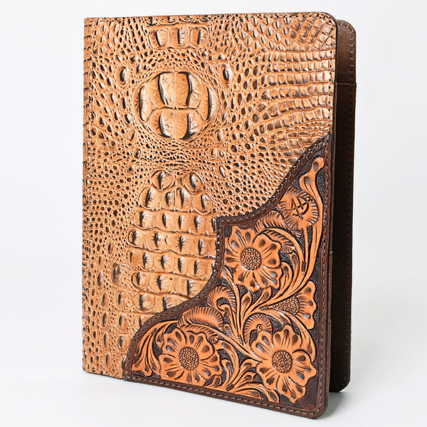 ADBG1040 American Darling Crocodile Embossed Hand Tooled Leather Western Portfolio Bag