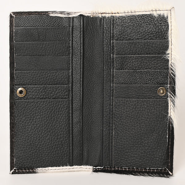 KBG139 WALLET Hand Tooled Saddle Leather with Cowhide Leather and Upcycled Canvas Ladies Ba