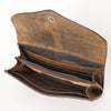 KBG140WALLET Hand Tooled Saddle Leather and Upcycled Canvas Ladies Bag H4.5XW8 KBG140 K