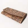 KBG140WALLET Hand Tooled Saddle Leather and Upcycled Canvas Ladies Bag H4.5XW8 KBG140 K
