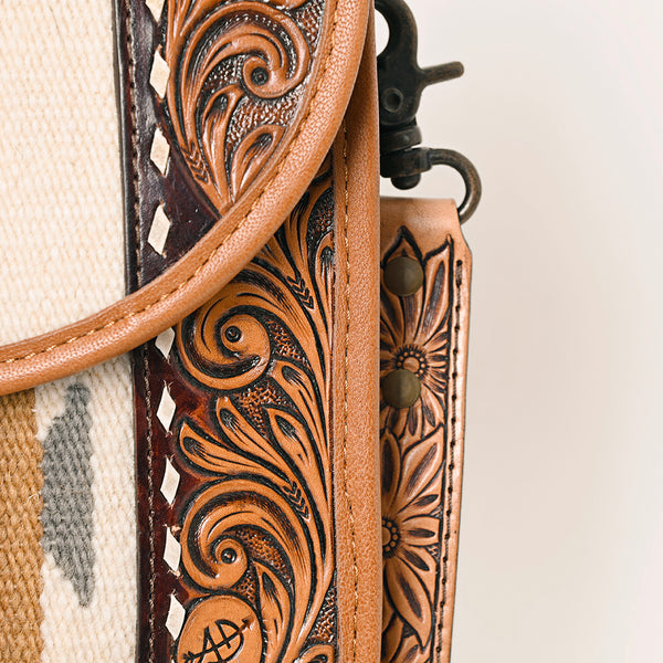ADBG1202 American Darling Western Hand Tooled Leather Saddle Blanket Crossbody Bag