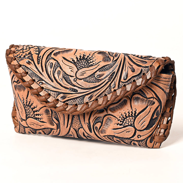 ADBG1823 American Darling Hand Tooled Floral & Crocodile Embossed Leather Western Portfolio Bag main image 0