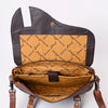 ADBG1206 American Darling Western Hair-On Cowhide Tote Bag with Hand-Tooled Leather & Floral Carved Strap