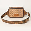 ADBG1208 American Darling Western Hand-Tooled Leather Fanny Pack -Floral Carved Genuine Leather Waist Bag