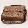 ADBG1210 American Darling Western Hand-Tooled Leather Briefcase Bag -Floral Carved Genuine Leather Work Tote
