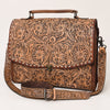 ADBG1210 American Darling Western Hand-Tooled Leather Briefcase Bag -Floral Carved Genuine Leather Work Tote