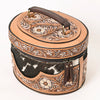 ADBGA416 American Darling Oval Hair-On Hide Jewelry Case Hand Tooled Western Leather Organizer