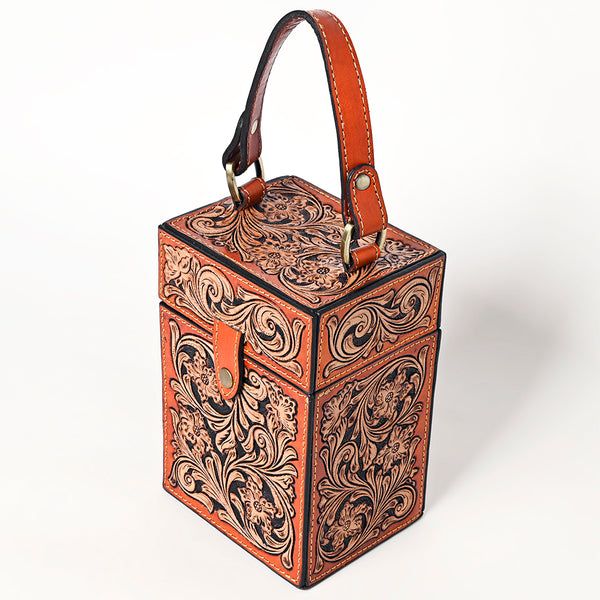 ADBGA417 American Darling Hand Tooled Floral Carved Leather Jewelry Case Western Box