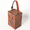 ADBGA463 American Darling Hand Tooled Leather Floral Carved Western Jewelry case