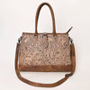 ADBG1213 American Darling Western Hand-Tooled Genuine Leather Tote Bag -Floral Carved Designer Handbag