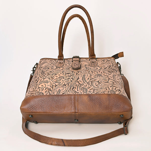 ADBG1213 American Darling Western Hand-Tooled Genuine Leather Tote Bag -Floral Carved Designer Handbag