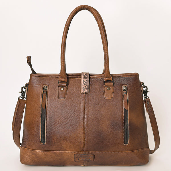 ADBG1213 American Darling Western Hand-Tooled Genuine Leather Tote Bag -Floral Carved Designer Handbag