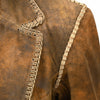 LC-ADJKT033 Women's Rustic Distressed Leather Blazer Coat & Beaded Accents
