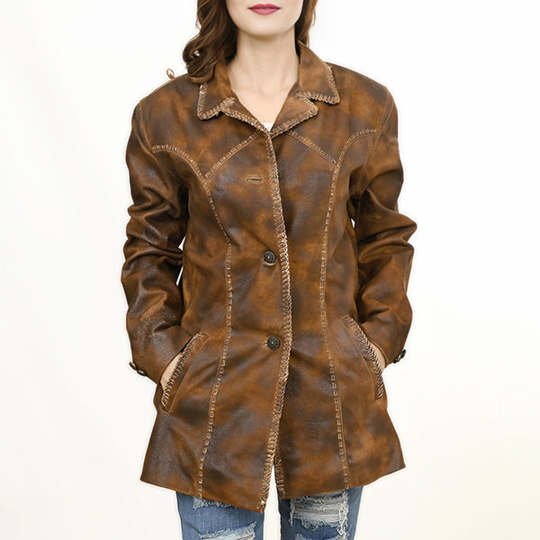 LC-ADJKT039 Genuine Vintage Leather Women Shirt Jacket Dress