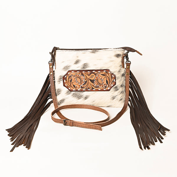 ADBG109 American Darling Hair-On Cowhide Leather Western Small Crossbody Bag with Fringes