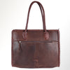 ADBGM348 Leather Tote Bag with Turquoise Concho & Fringe - Handmade Western Braided Strap Purse
