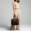 ADBGM348 Leather Tote Bag with Turquoise Concho & Fringe - Handmade Western Braided Strap Purse